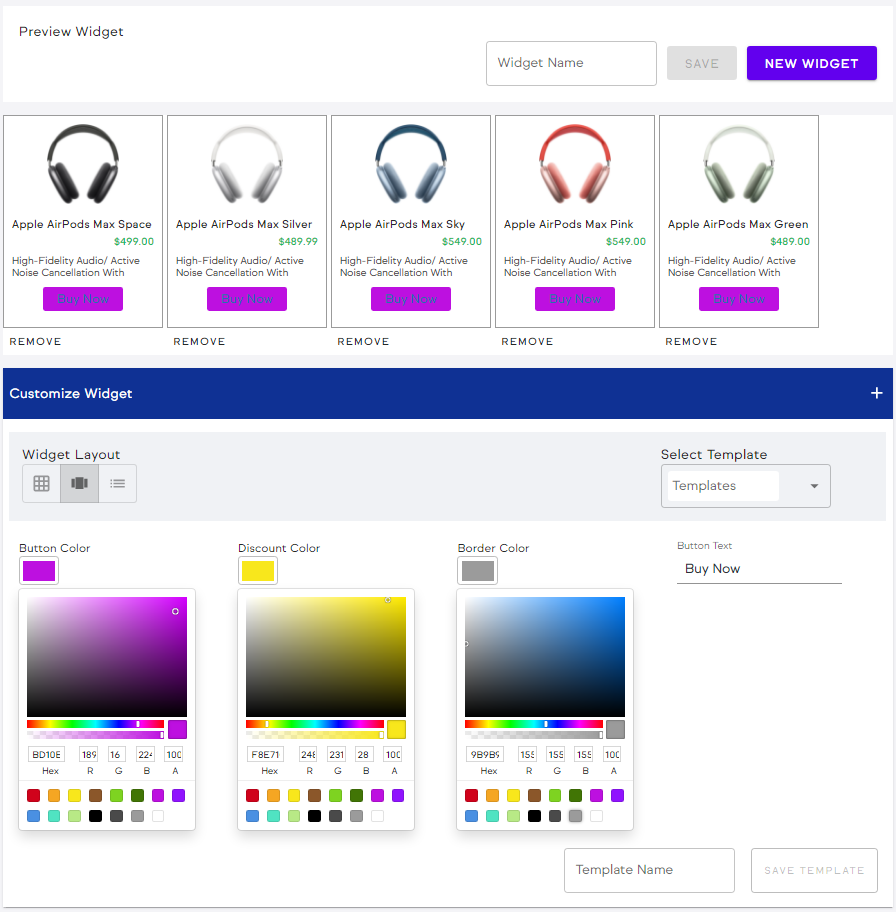 FlexOffers.com - Customization Widget