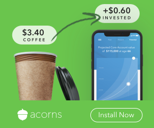 acorns invest spare change green banner